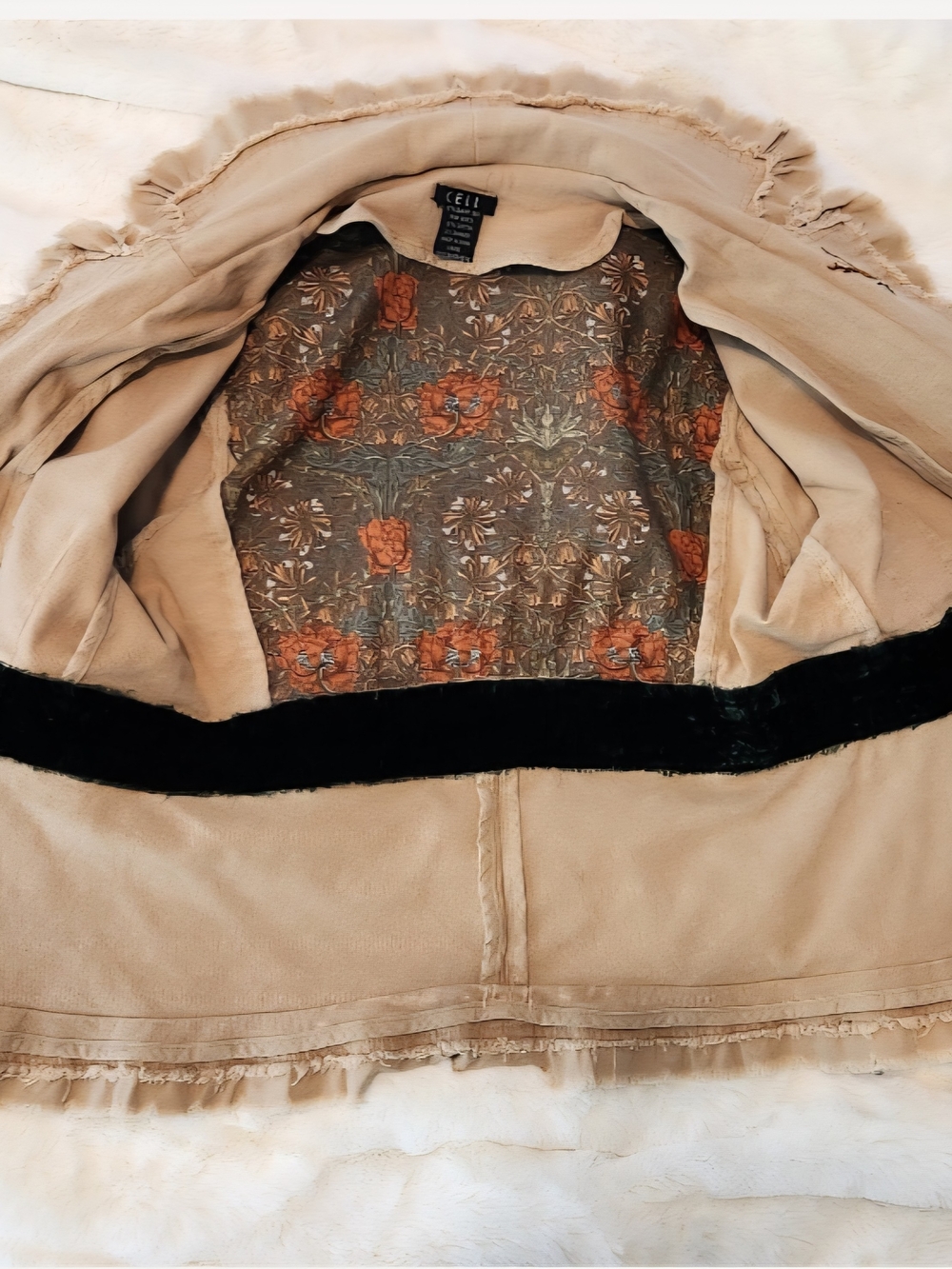 Romantic Alpine Ruffled Jean Jacket with Hand Embroidery - Picture 7 of 8